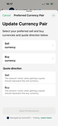 Currency settings